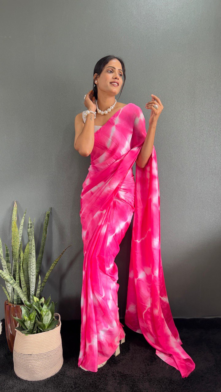 Sara 1 Min Ready To Wear Saree Laheriya Print Saree