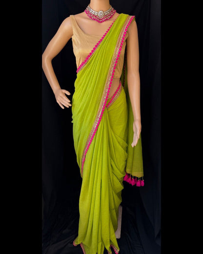 Sejal Parrot Georgette Silk Saree