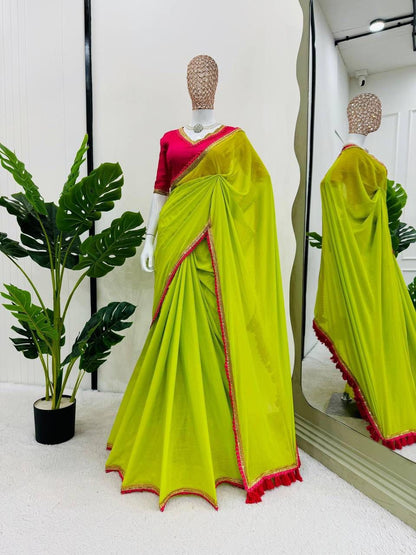 Sejal Parrot Georgette Silk Saree