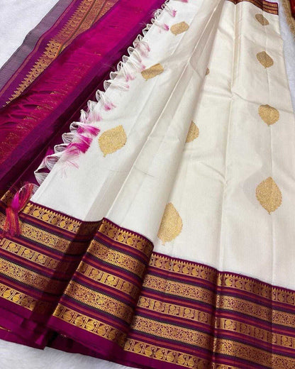 Meera White Banarasi Silk Saree