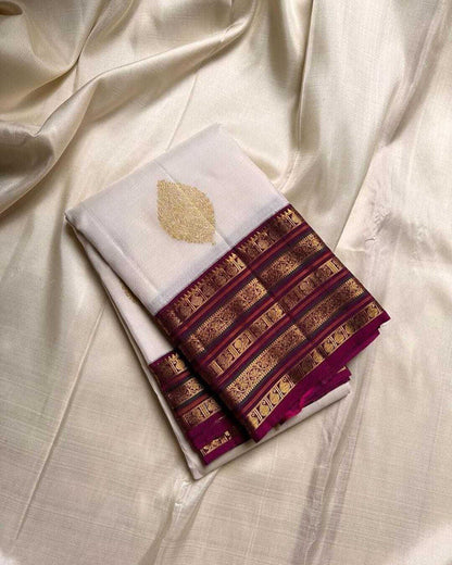 Meera White Banarasi Silk Saree