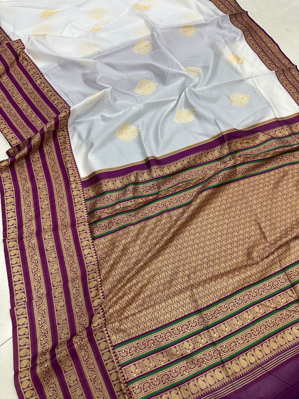 Meera White Banarasi Silk Saree