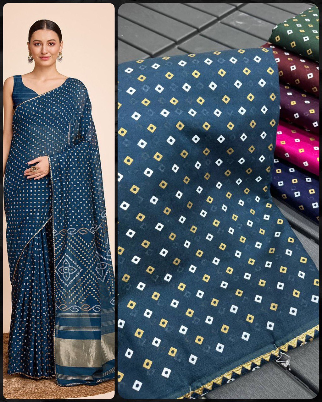 Designer Reeva Ramagreen Bandhej Printed Silk Saree