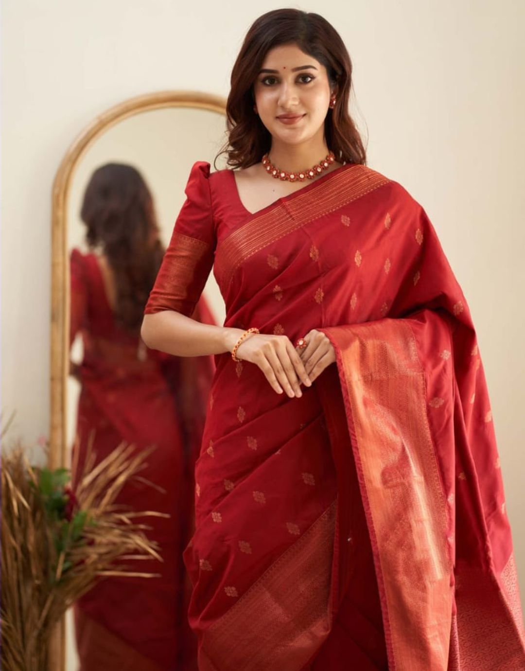 Sunita Red Kanchipuram Saree