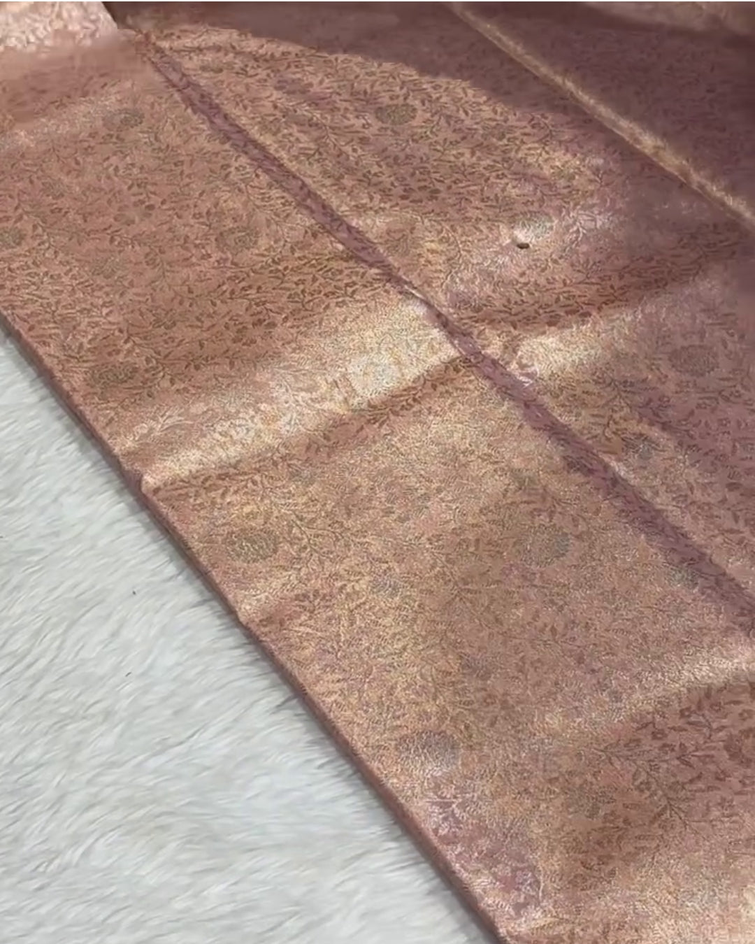 Vani - Antique Rose Floral Banarasi Wedding Silk Saree