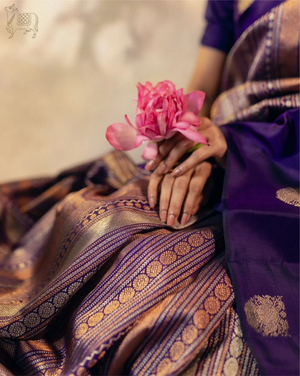 Priya Royal Violet Bloom Soft Banarasi Silk Saree WIth Fabulouse Blouse