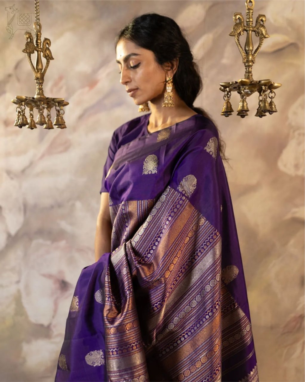 Priya Royal Violet Bloom Soft Banarasi Silk Saree WIth Fabulouse Blouse