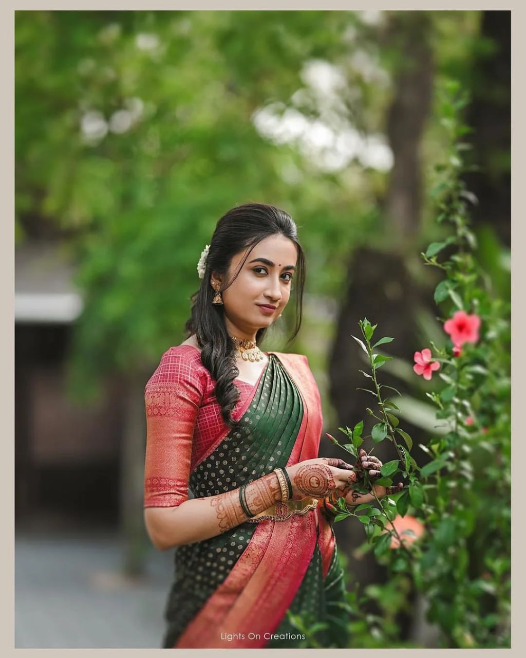 Ananya Serene Emerald Grace Soft Banarasi Silk Saree WIth Fabulouse Blouse