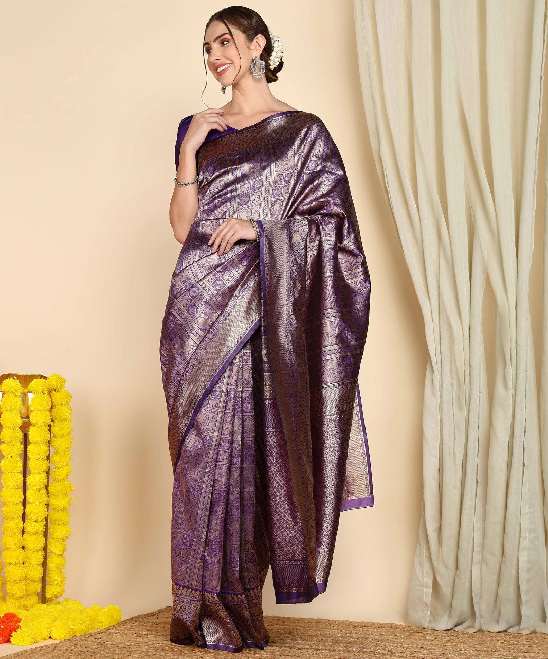 Amethyst Silk Splendor Soft Banarasi Silk Saree WIth Fabulouse Blouse