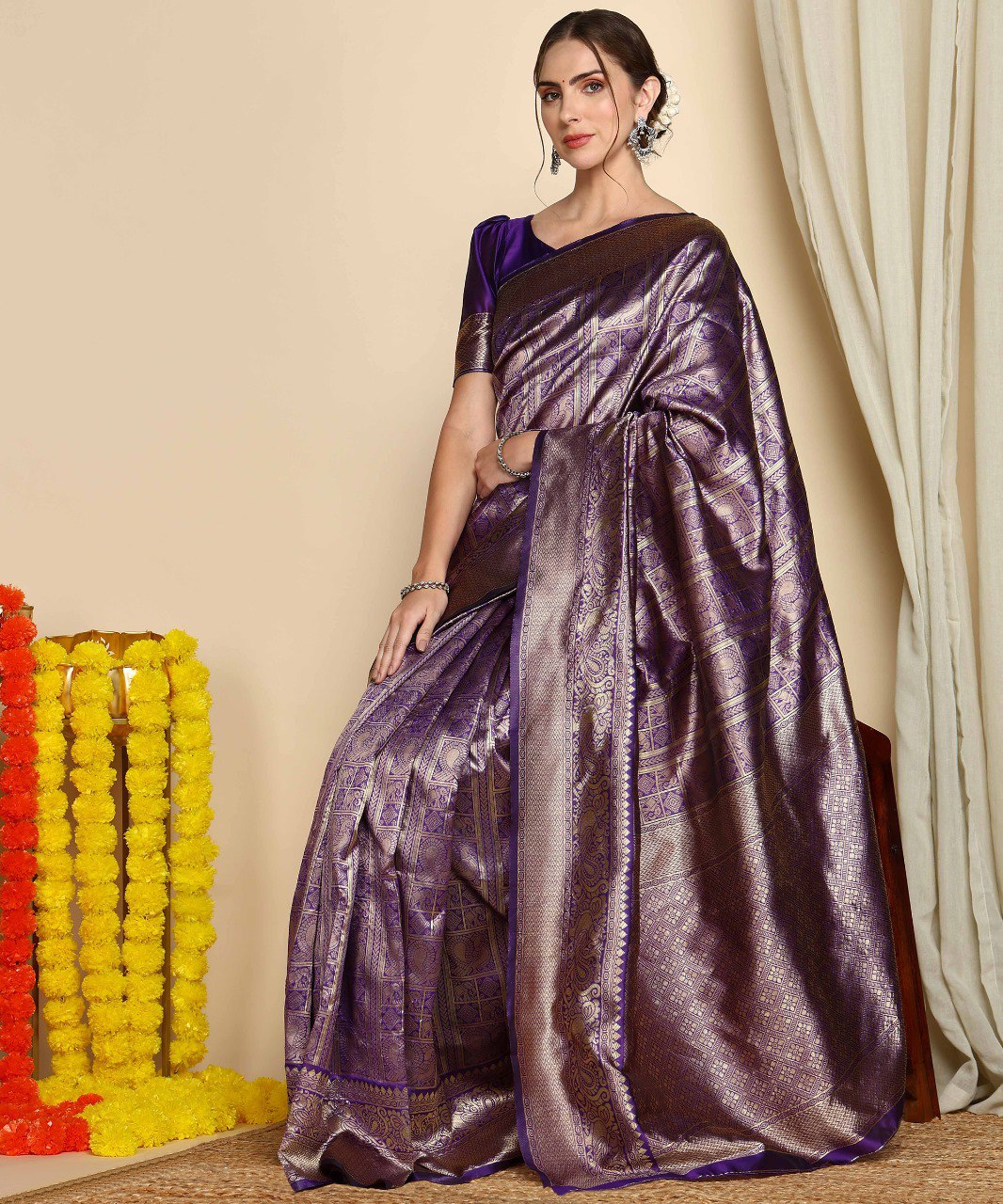 Amethyst Silk Splendor Soft Banarasi Silk Saree WIth Fabulouse Blouse