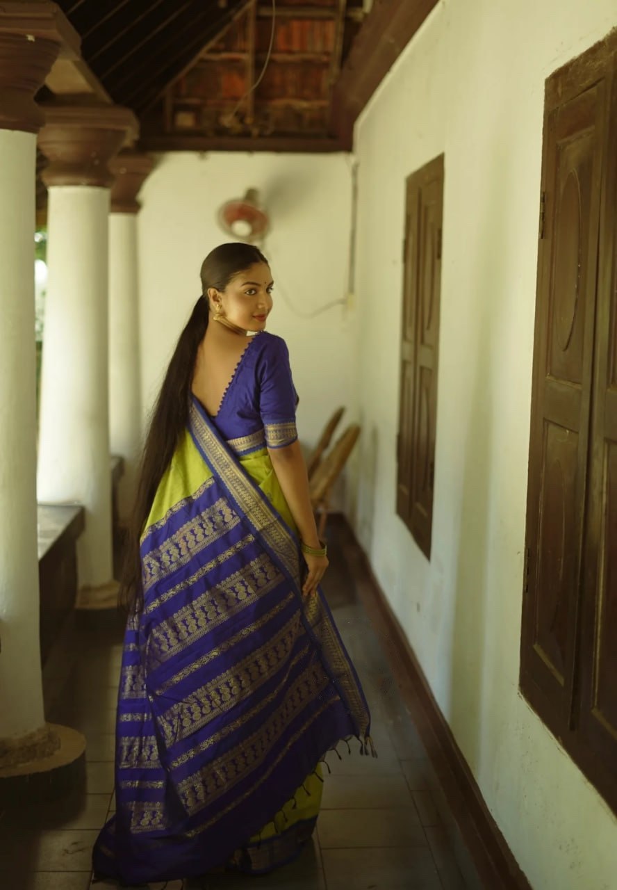 Tabu Green Soft Banarasi Silk Saree WIth Fabulouse Blouse