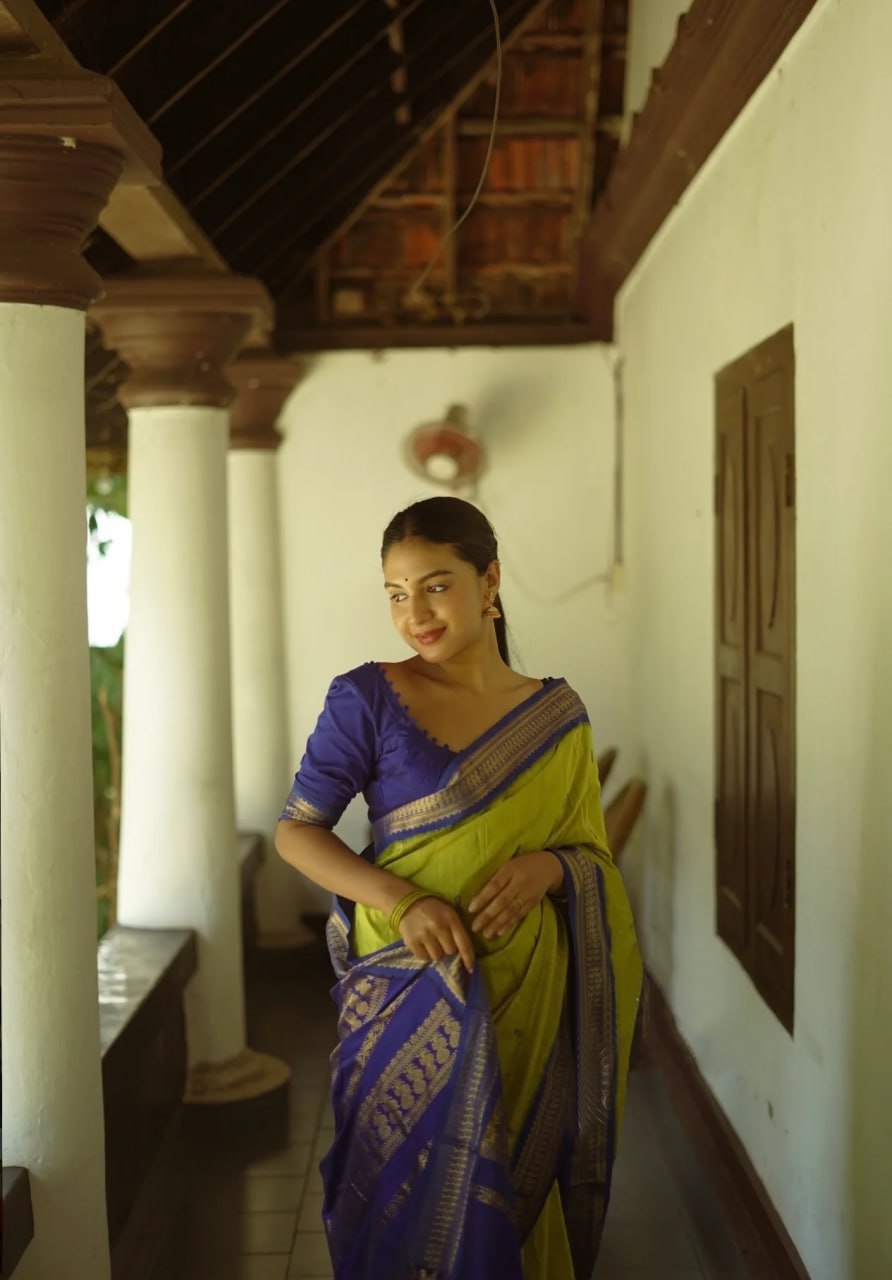 Tabu Green Soft Banarasi Silk Saree WIth Fabulouse Blouse