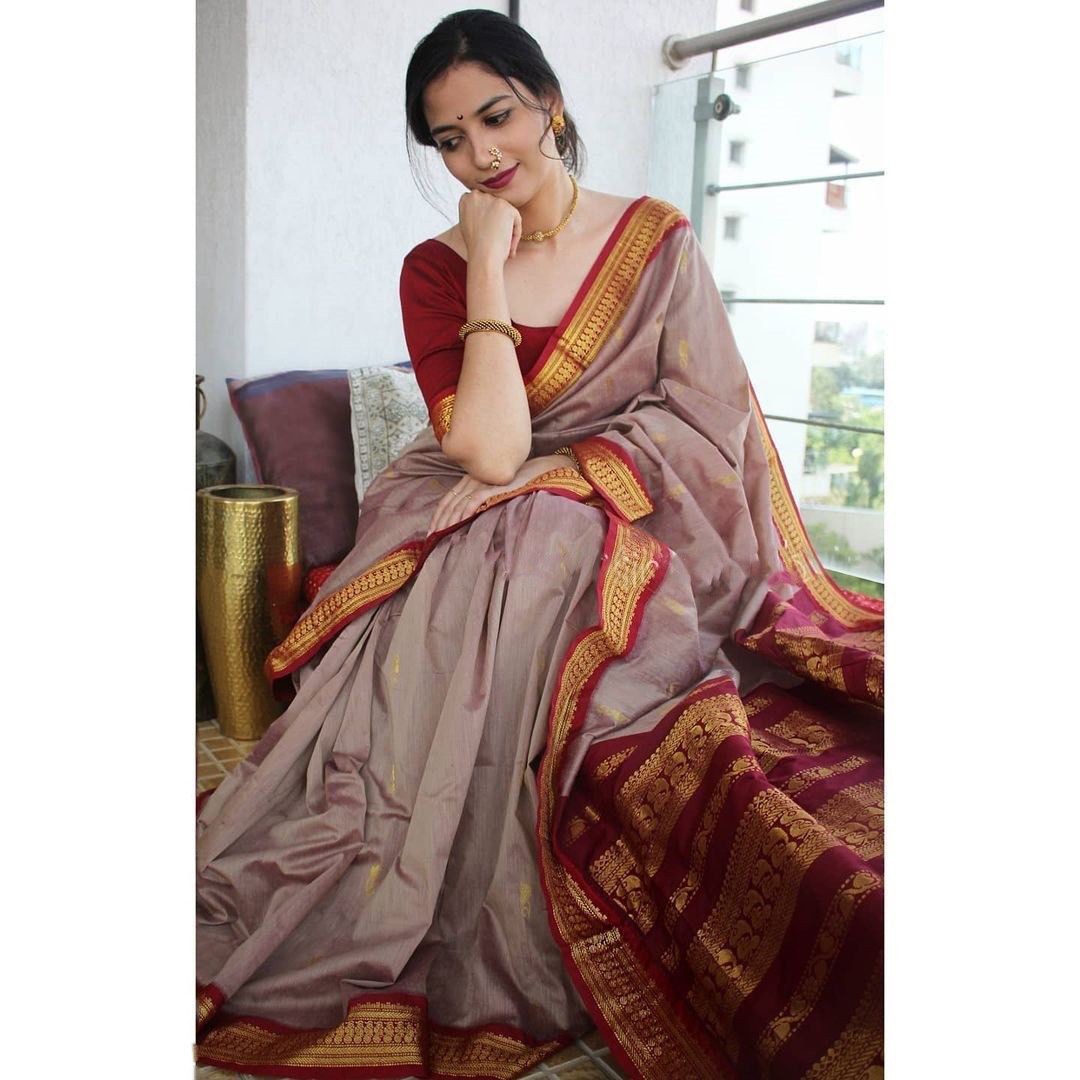 Tabu Mist Soft Banarasi Silk Saree WIth Fabulouse Blouse