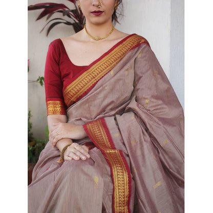 Tabu Mist Soft Banarasi Silk Saree WIth Fabulouse Blouse