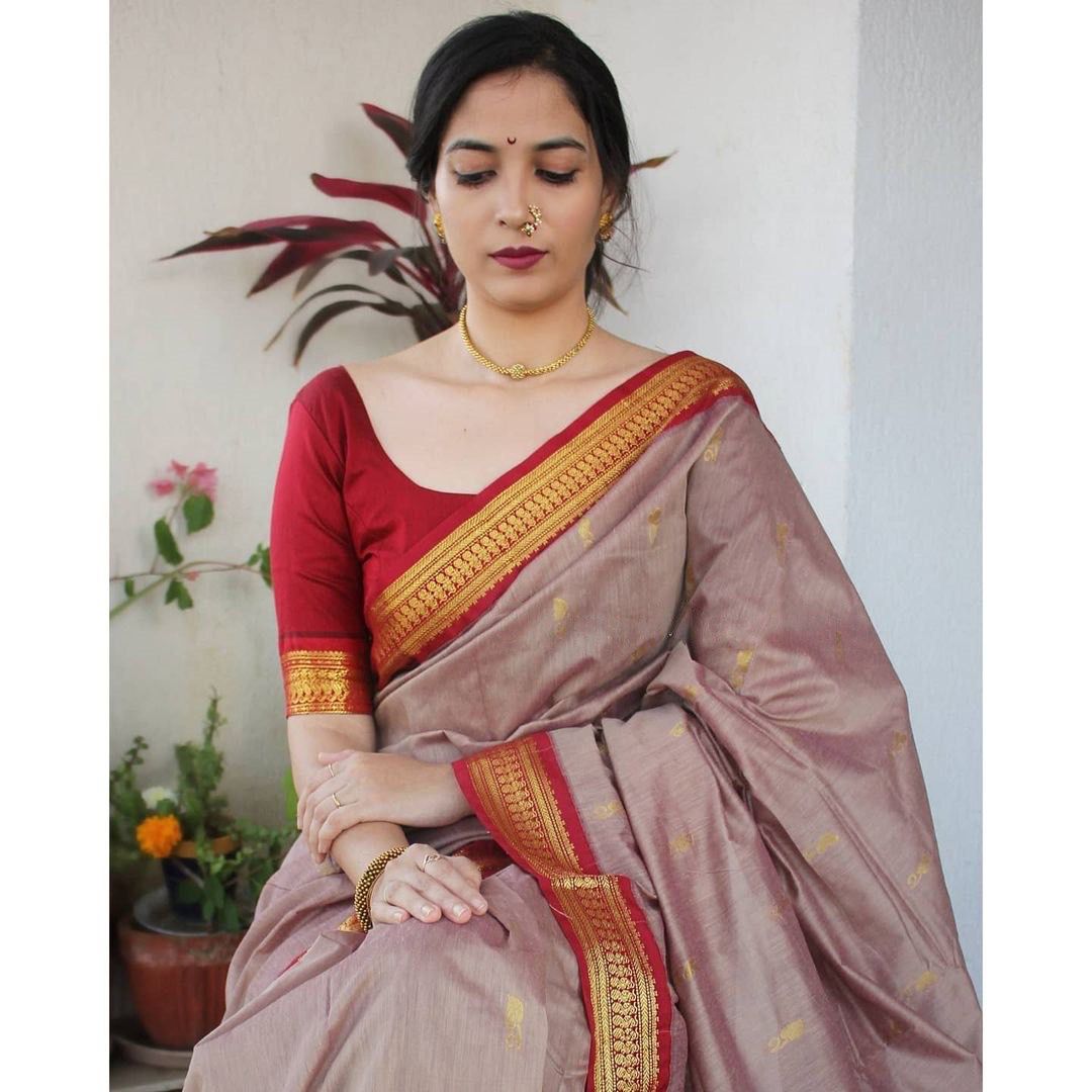 Tabu Mist Soft Banarasi Silk Saree WIth Fabulouse Blouse