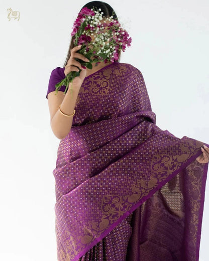 Lavender Grace Symphony Soft Banarasi Silk Saree WIth Fabulouse Blouse