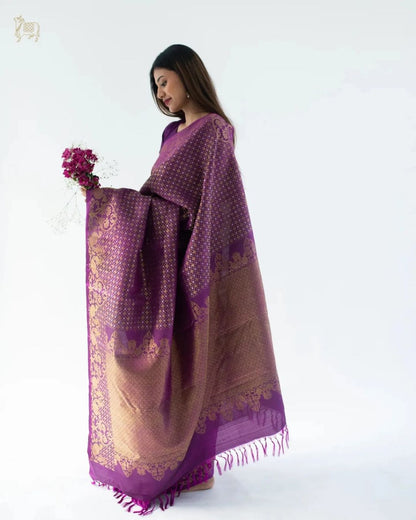 Lavender Grace Symphony Soft Banarasi Silk Saree WIth Fabulouse Blouse