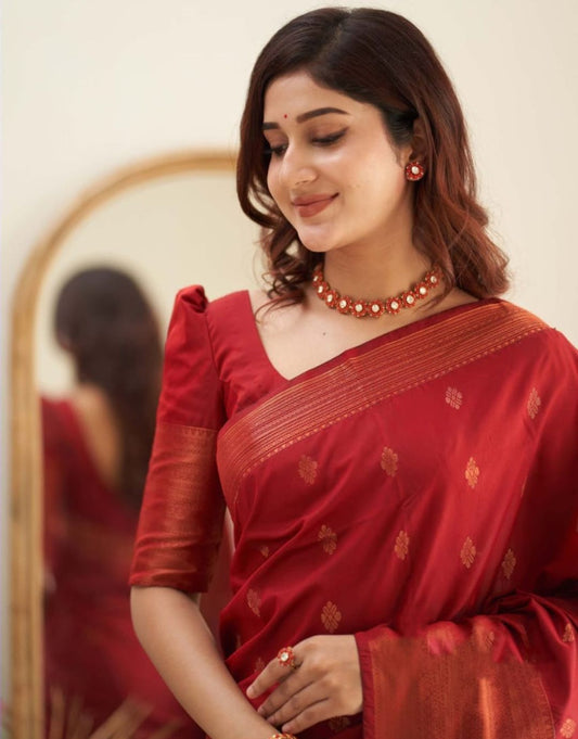 Sunita Red Kanchipuram Saree