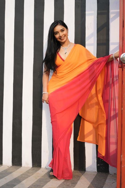 Riya Orange 1-Minute Ready To Wear Soft Silk Saree