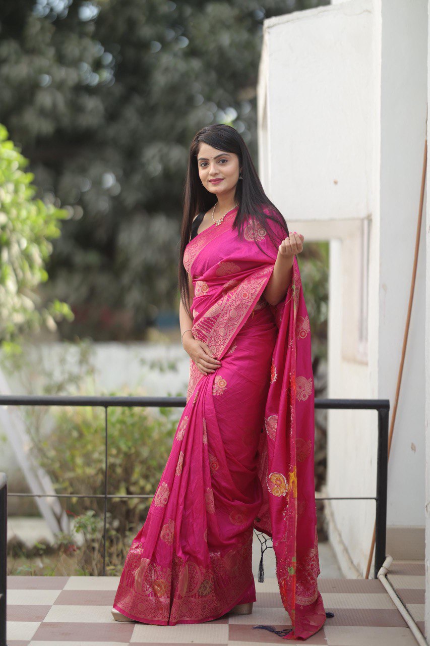 Mitra Dark Pink Dolla Silk Saree