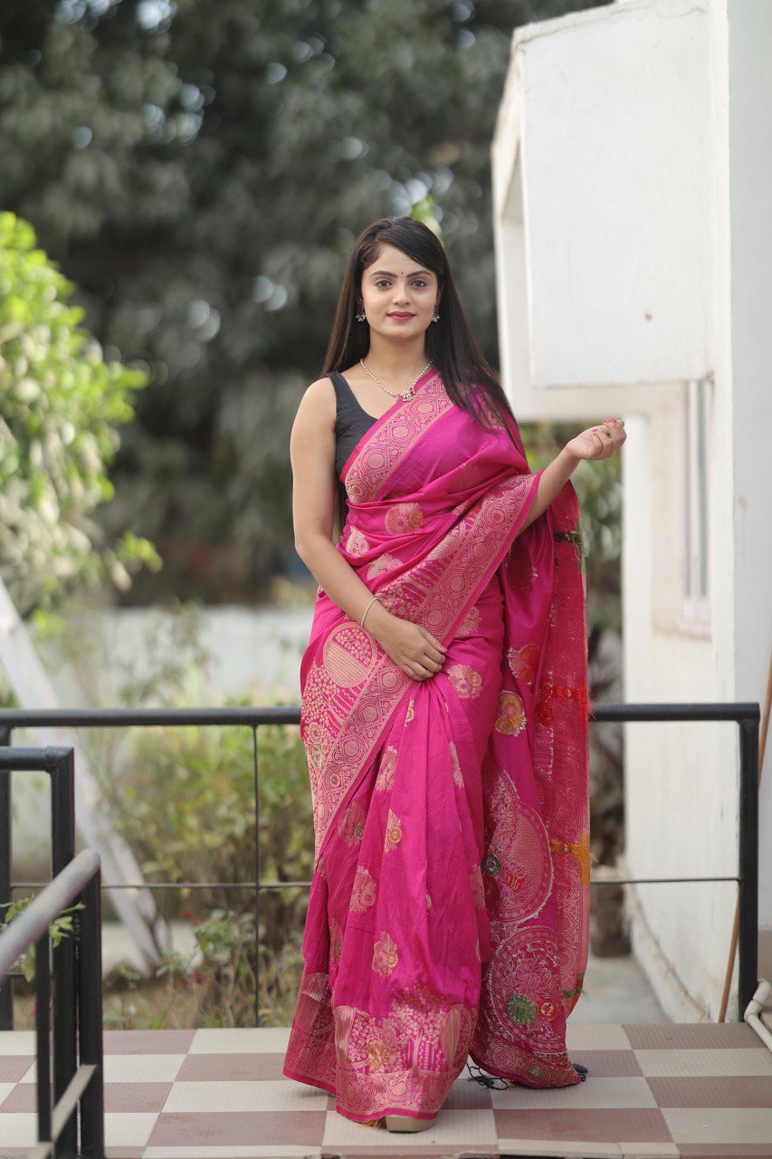 Mitra Dark Pink Dolla Silk Saree