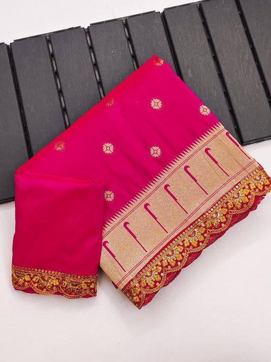 Fiza Pink Colored Pathani Silk Saree With Blouse