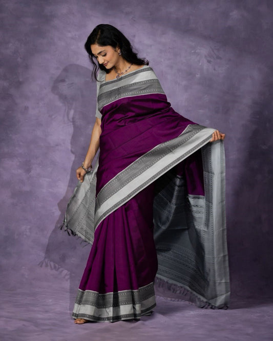 Kavya Wine Soft Banarasi Silk Saree