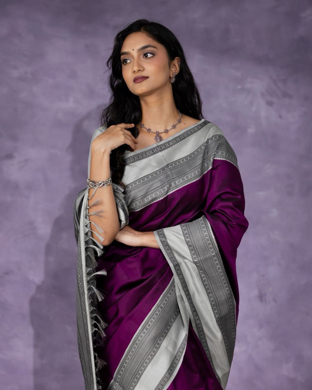 Kavya Wine Soft Banarasi Silk Saree