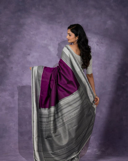 Kavya Wine Soft Banarasi Silk Saree