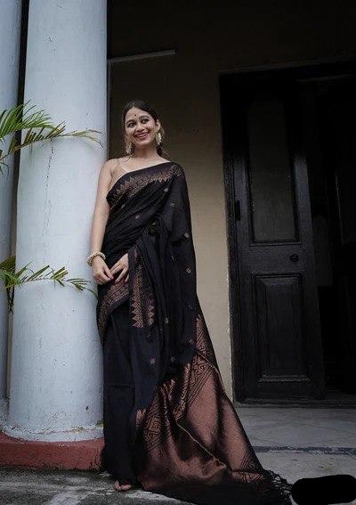 Kinjal Black Banarasi Silk Saree