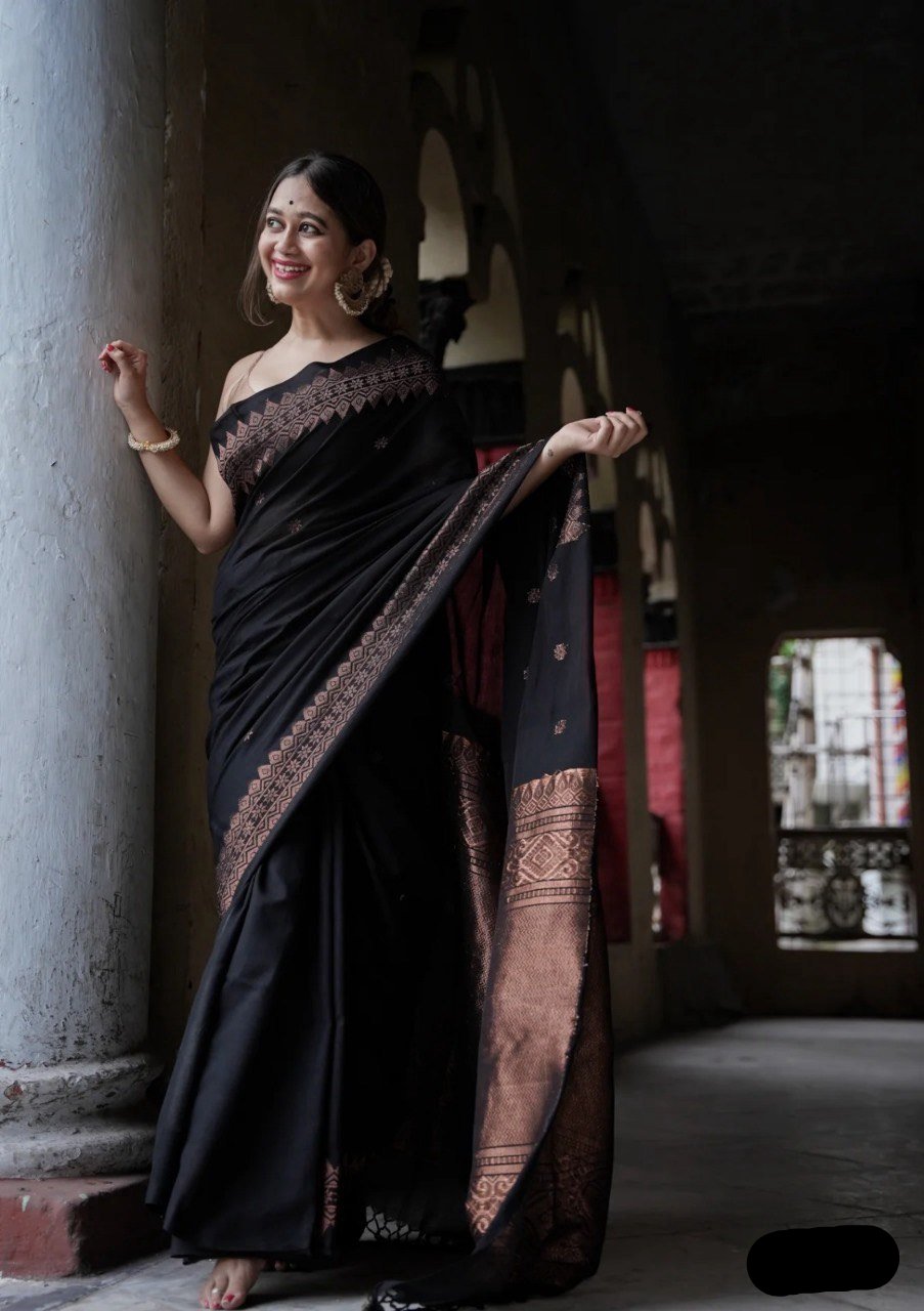 Kinjal Black Banarasi Silk Saree