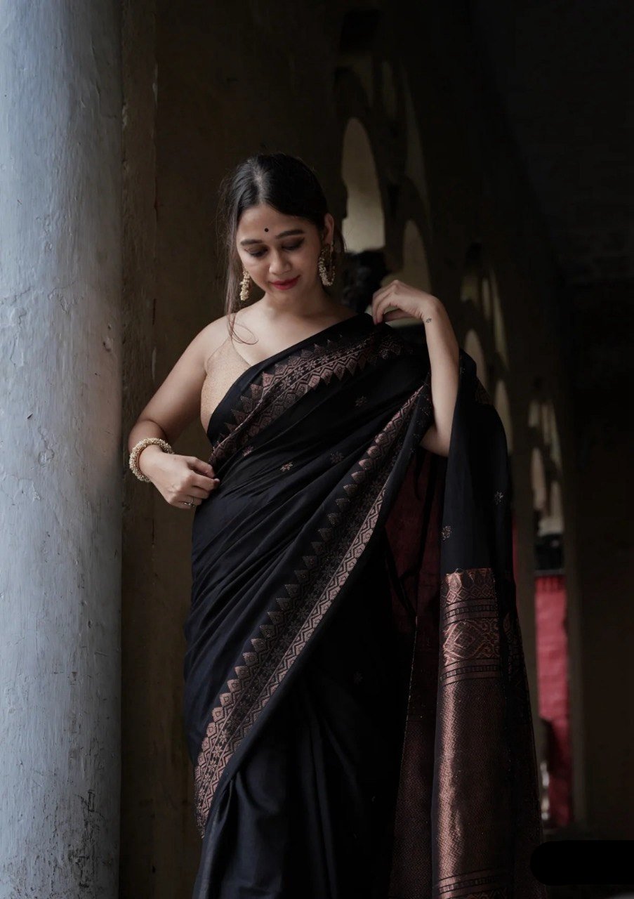 Kinjal Black Banarasi Silk Saree