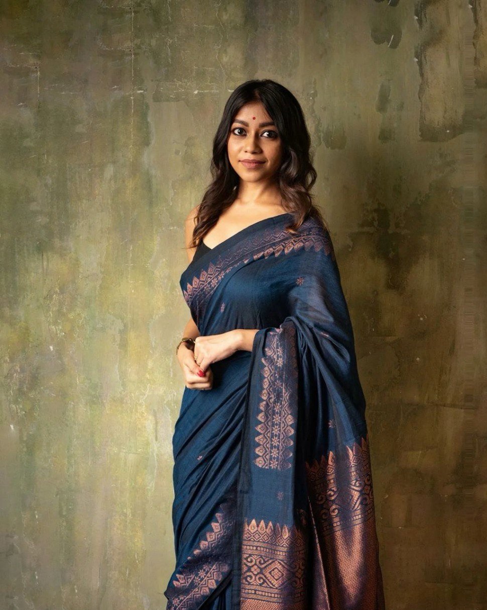 Kinjal Nile Blue Banarasi Silk Saree