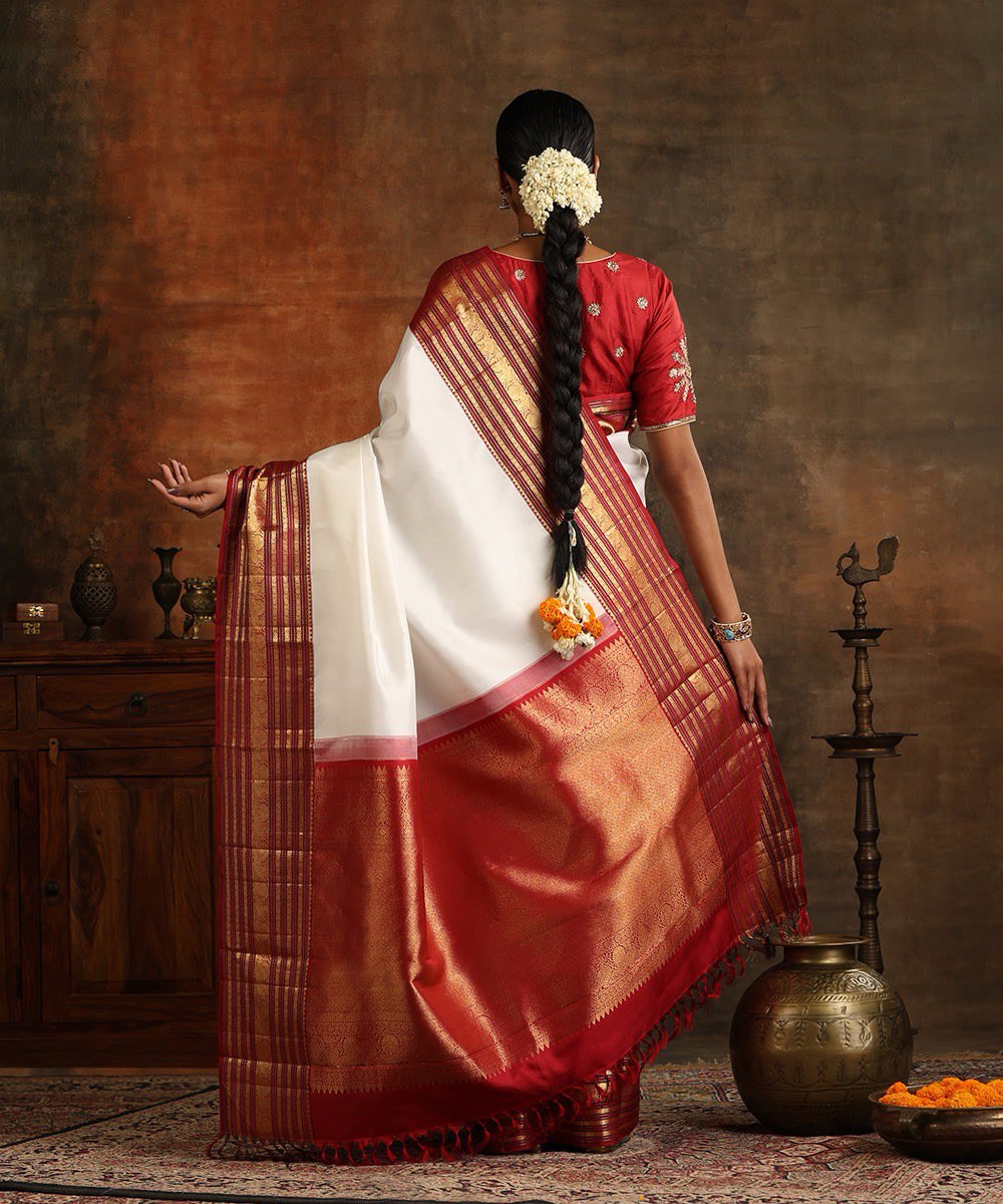 Rutu White Banarasi Silk Saree