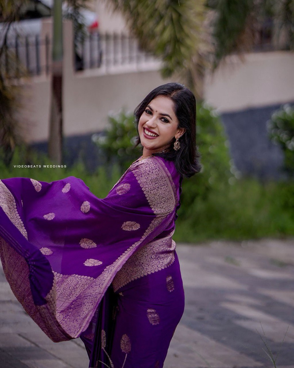 Veena Purple Banarasi Silk Saree