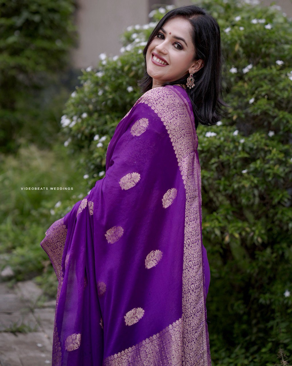 Veena Purple Banarasi Silk Saree