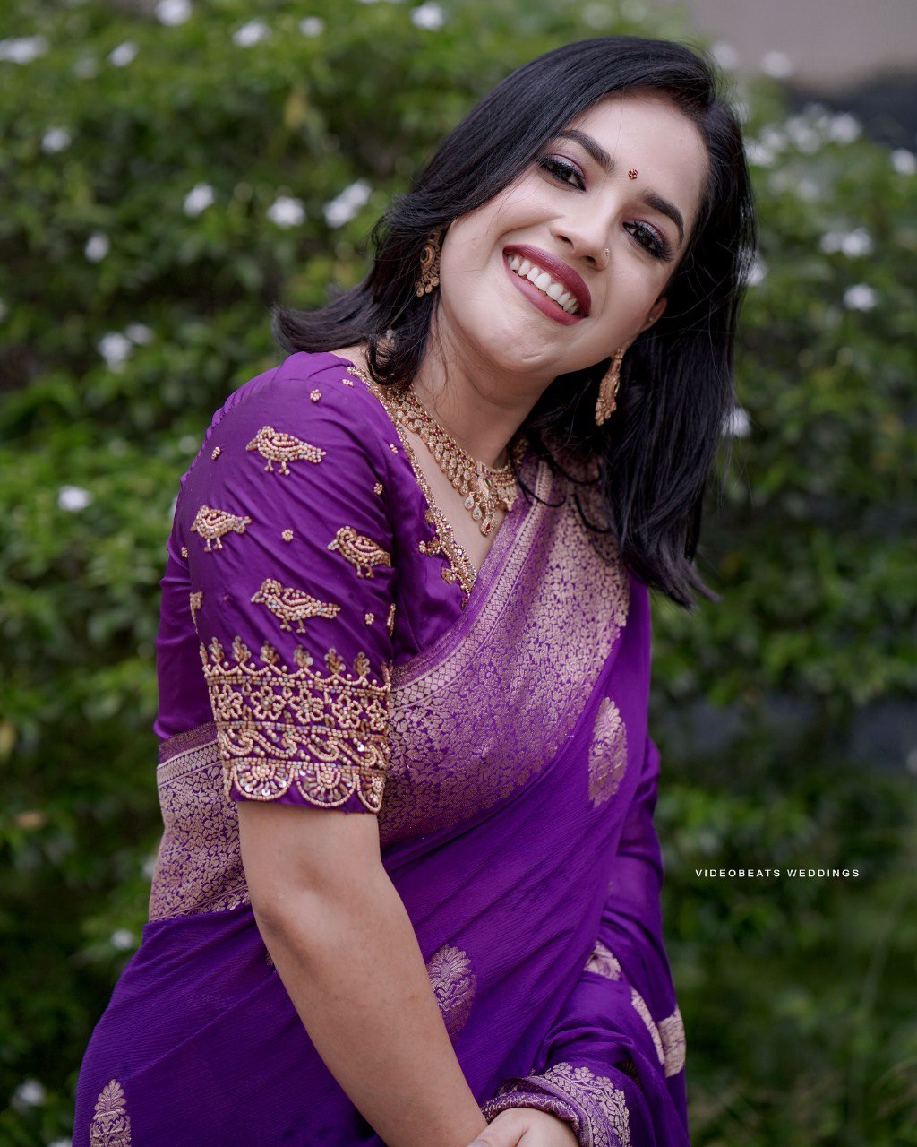 Veena Purple Banarasi Silk Saree