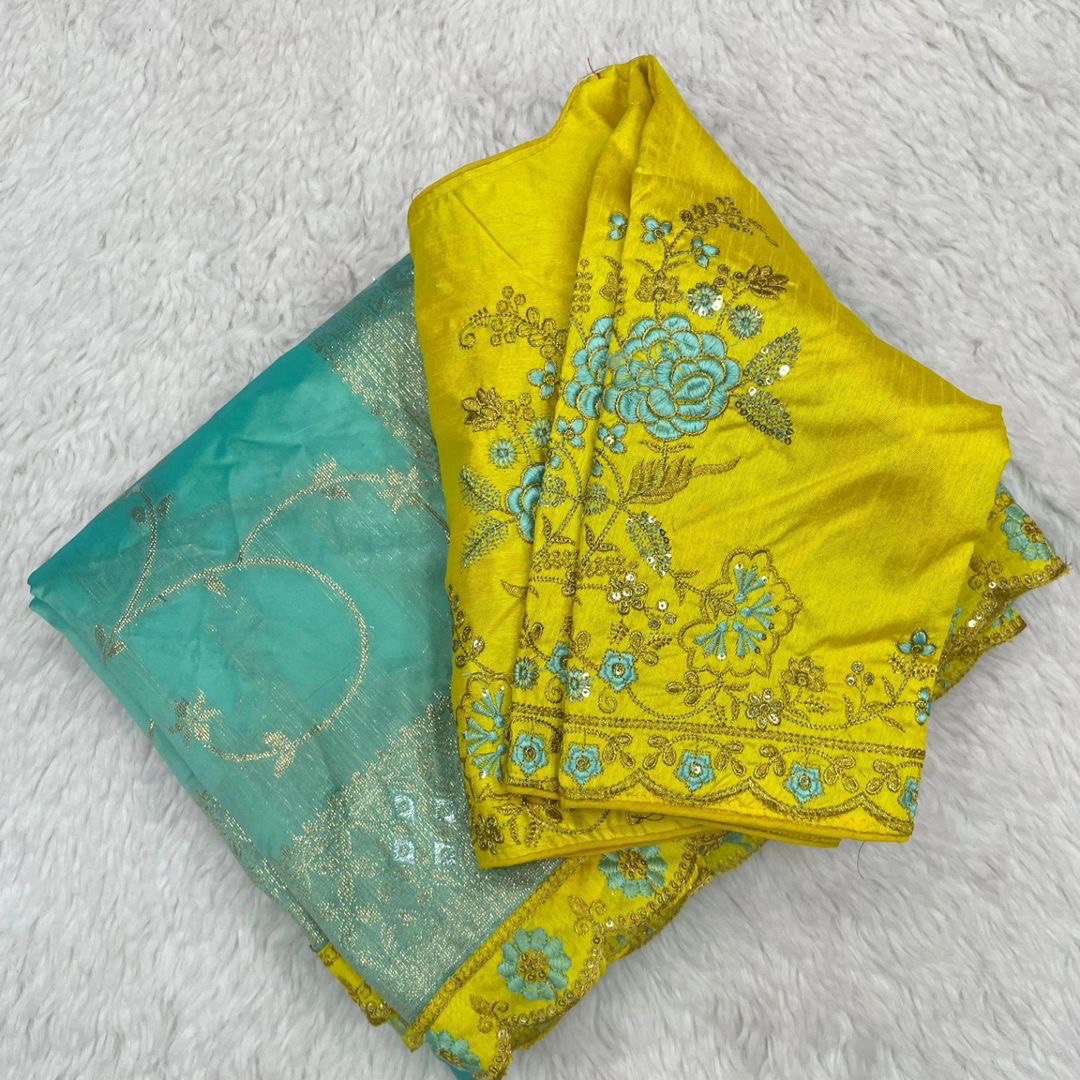 Lina Sky Banarasi Silk Saree With Stitched Blouse