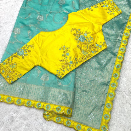 Lina Sky Banarasi Silk Saree With Stitched Blouse