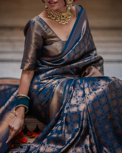 Diya Nile Blue Banarasi Silk Saree