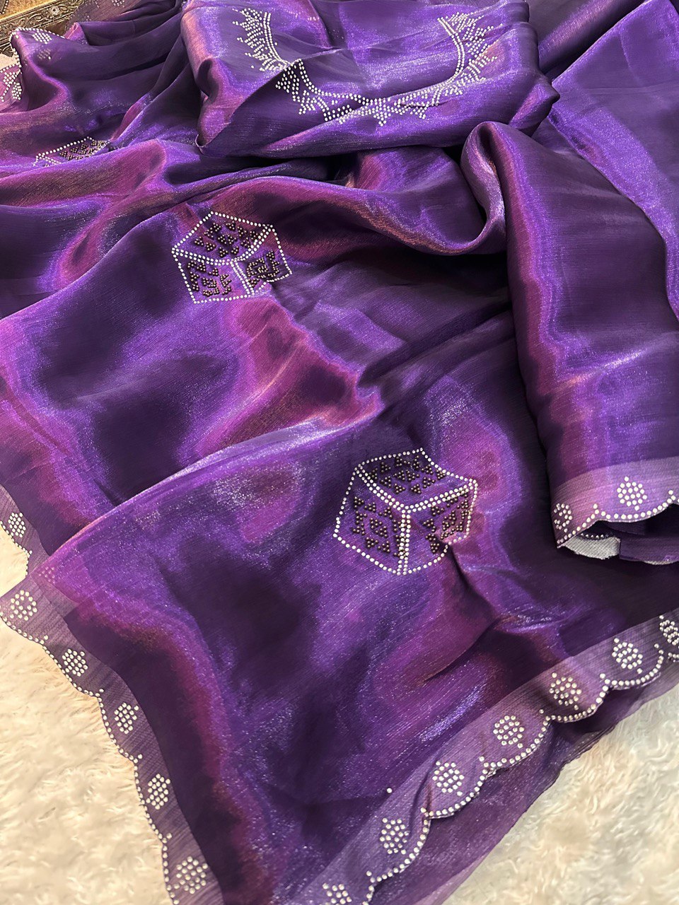 Aysha Purple Burberry Silk Saree With Designer Blouse