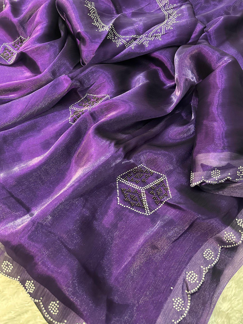 Aysha Purple Burberry Silk Saree With Designer Blouse