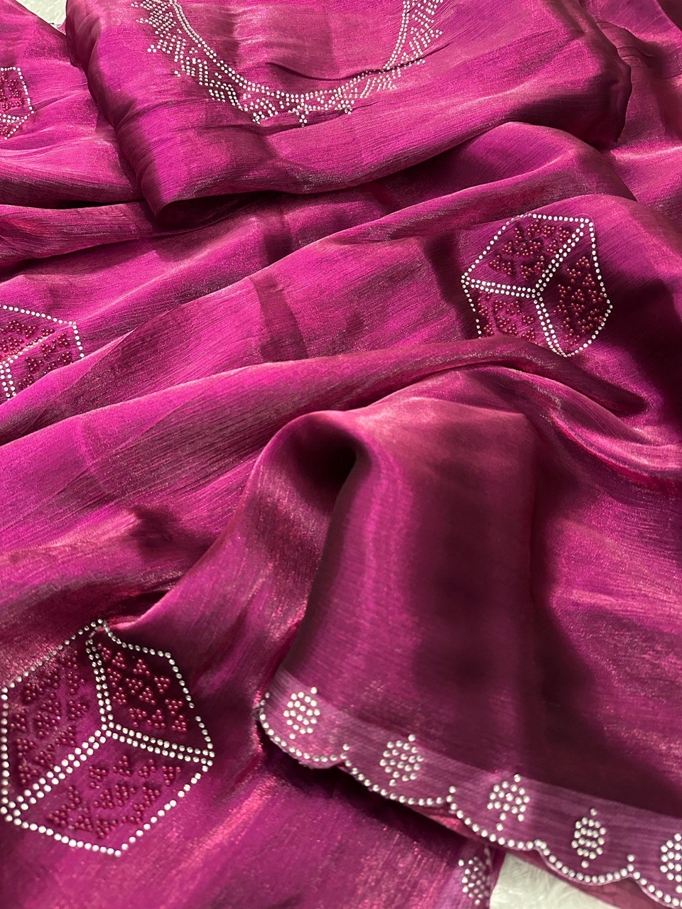 Aysha RubyPink Burberry Silk Saree With Designer Blouse