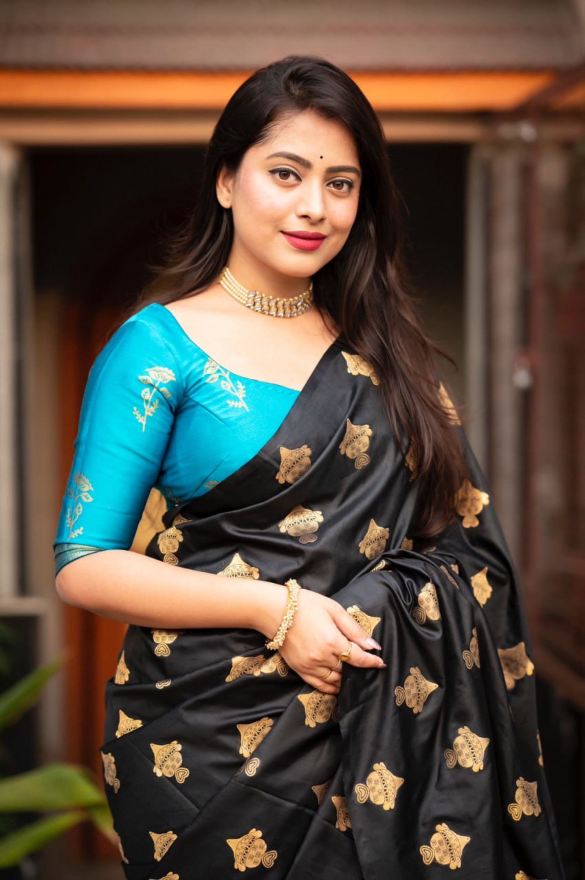 Surya Black-Sky Banarasi Silk Saree