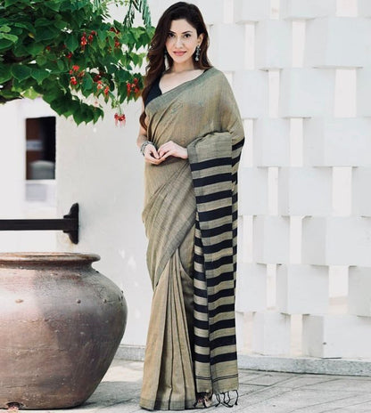 Niki Brown Cotton Silk Saree