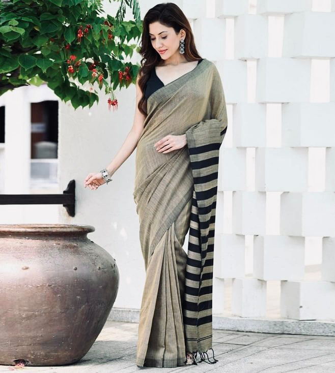 Niki Brown Cotton Silk Saree