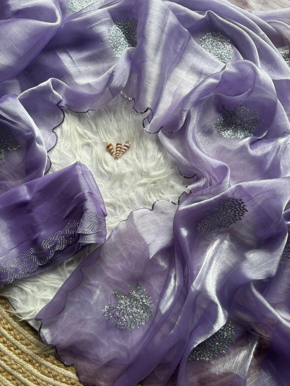 Pari Lavender Jimmy Chu Tissue Silk Saree