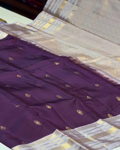 Vrunda - Traditional Plum Party Wear Saree