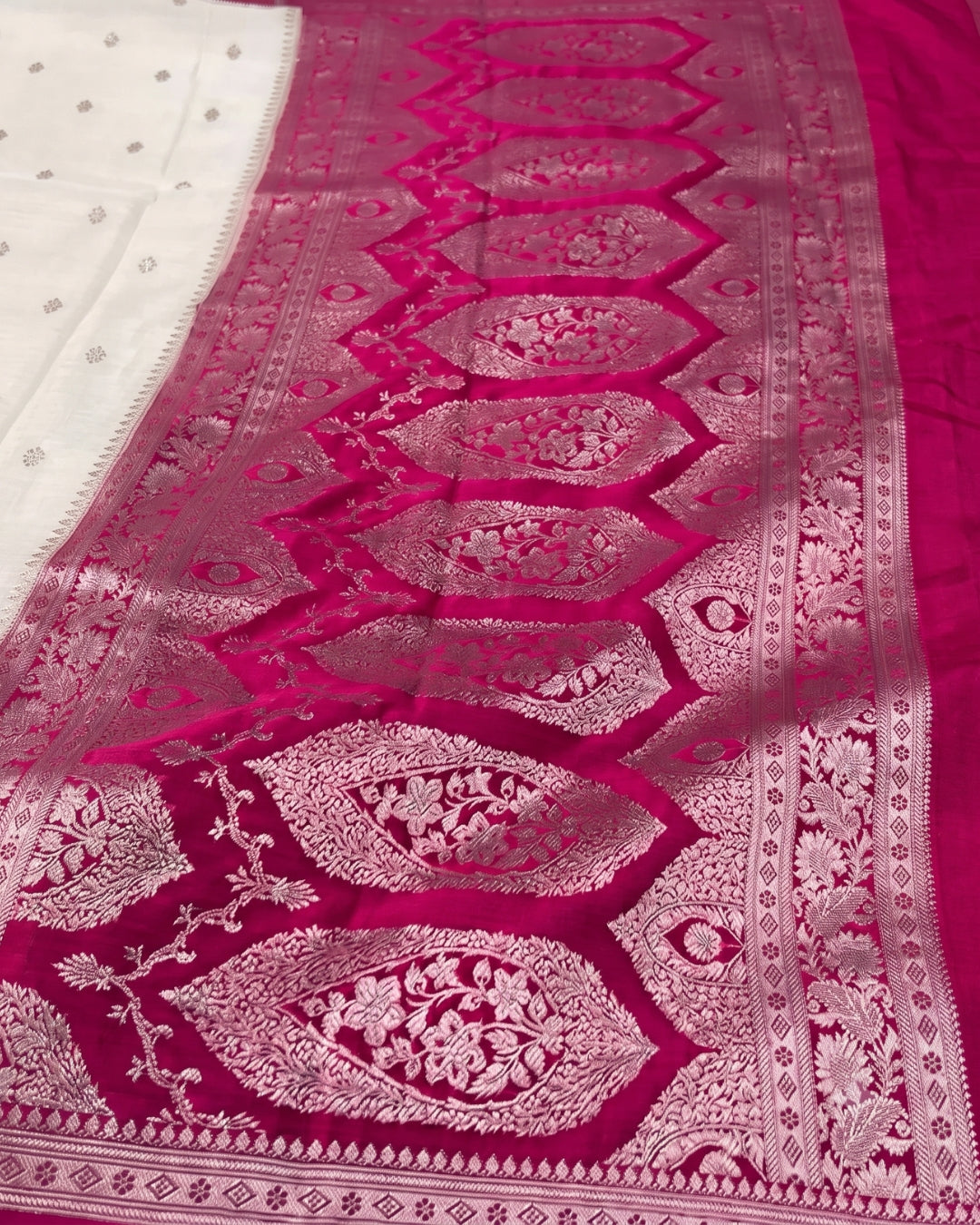 Hitakshi - Ivory Banarasi Silk Blend Wedding Saree