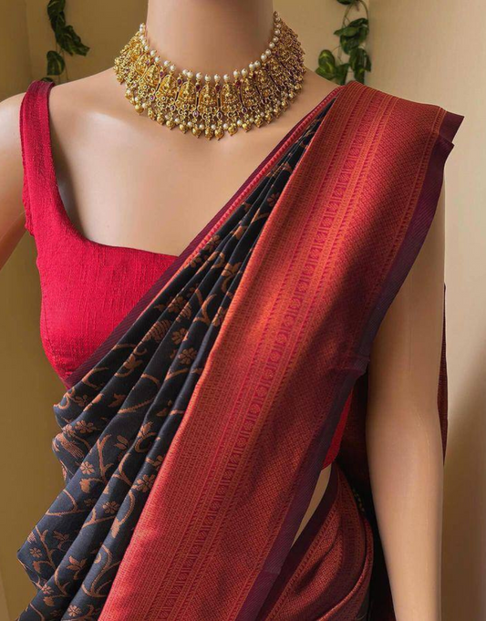 Kirti Black Soft Silk Saree